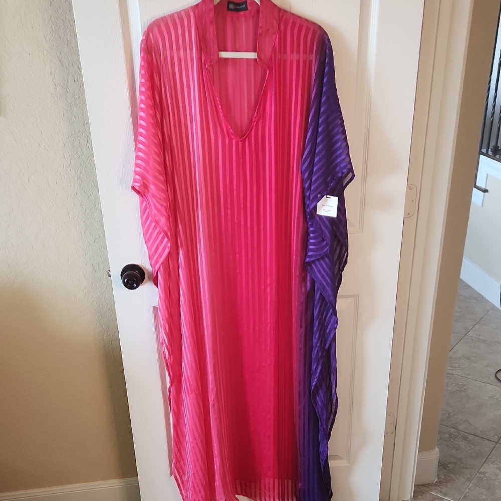 Damamiga Pink and Purple Striped Kaftan Dress